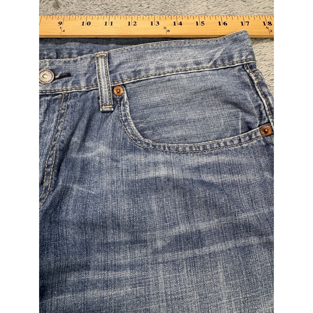 Levis 559 Jeans Men 34X32 Blue Relaxed Straight Whisker Distress Denim - Picture 4 of 8